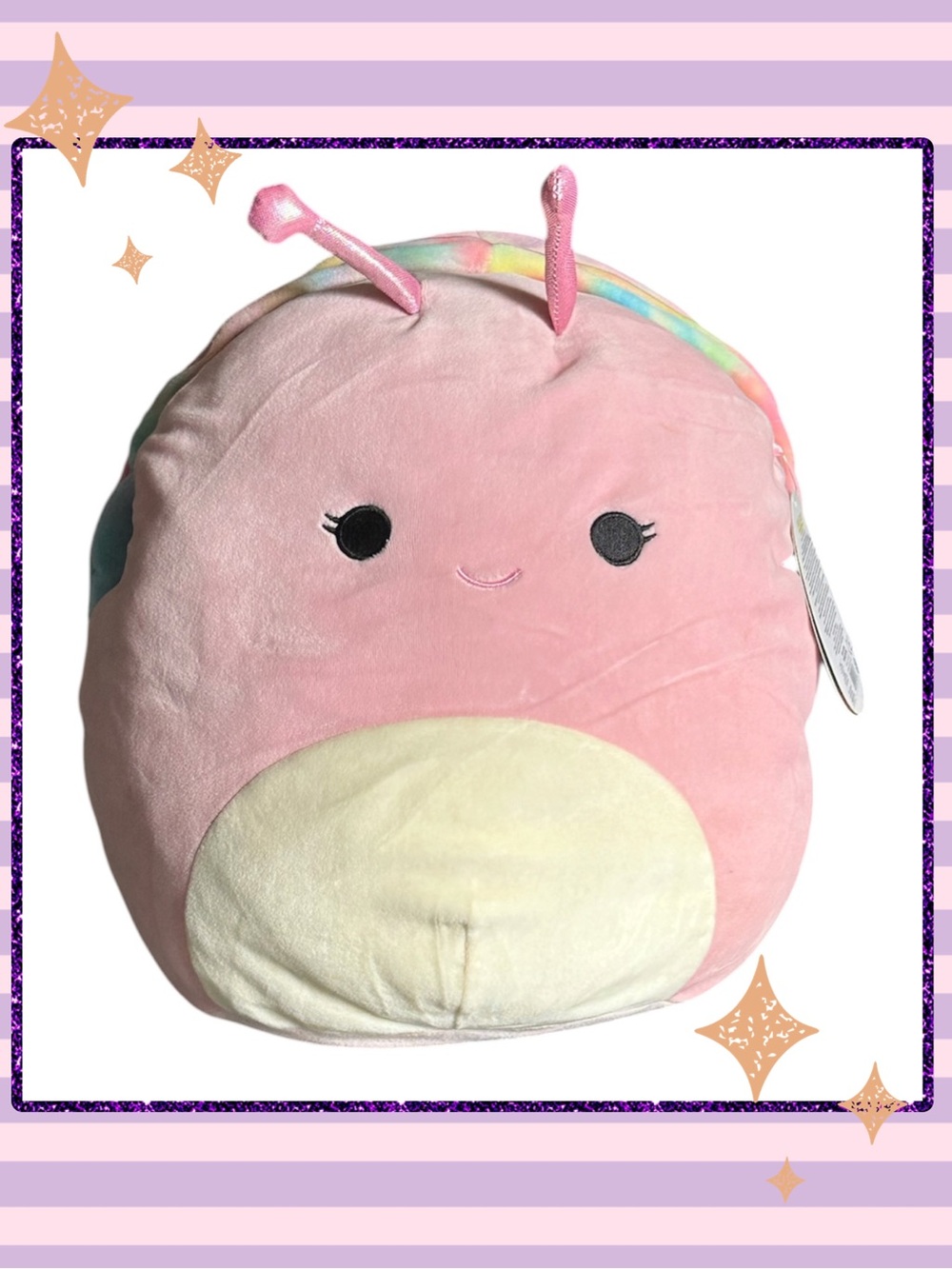 NWT Squishmallow Silvina the Snail 12" Pink Rainbow Tie-Dye Shell